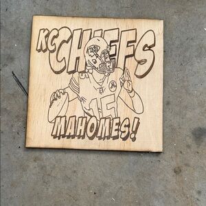 KC Chiefs Mahomes Wood Art